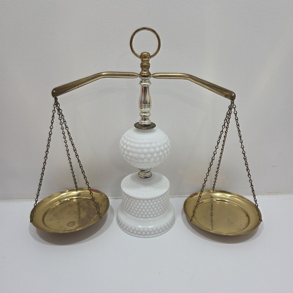 Other - Vintage MCM Scales of Justice Hobnail Milk Glass (Not Does Tilt)